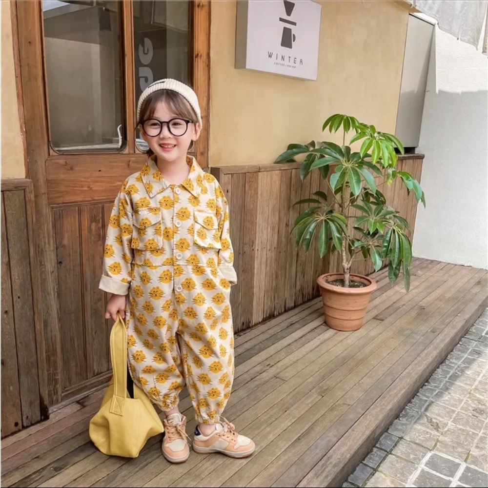 Cute Girls Cat Face Cotton One Piece Romper Jumpsuit 3yr